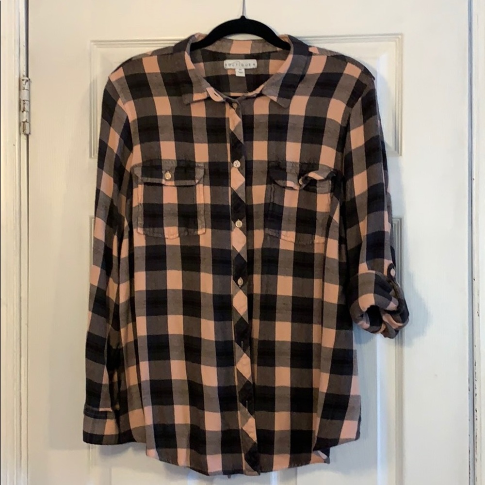 Boutique Plus Size Button Down Flannel Shirt